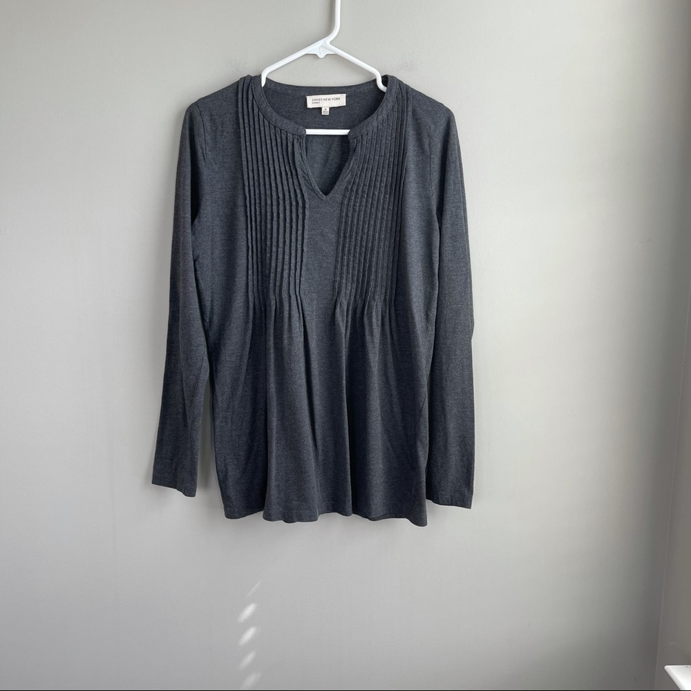 Jones New York Sport Gray Long Sleeve Blouse M